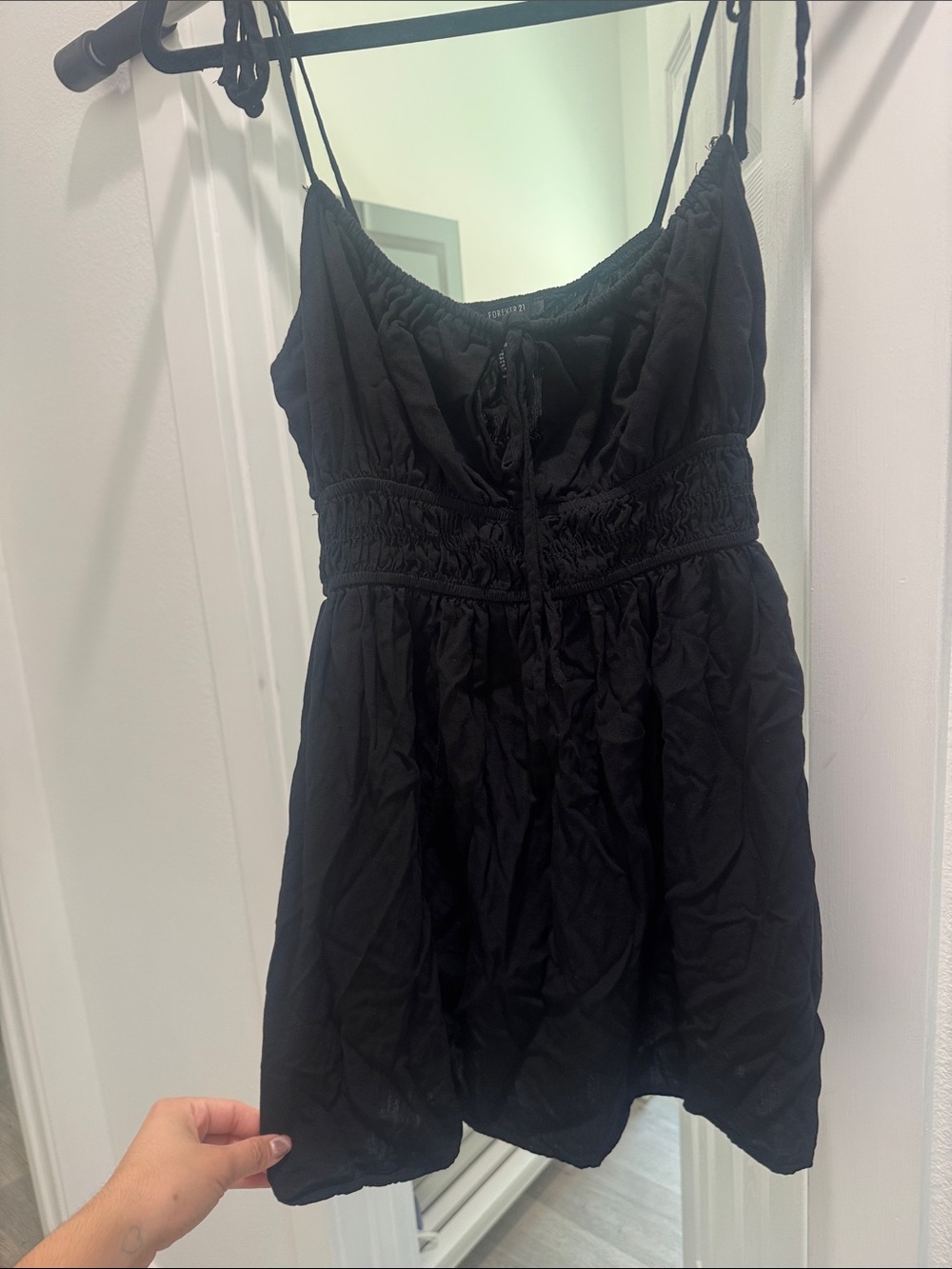 Forever 21 Black Mini Dress with Smocked Waist
